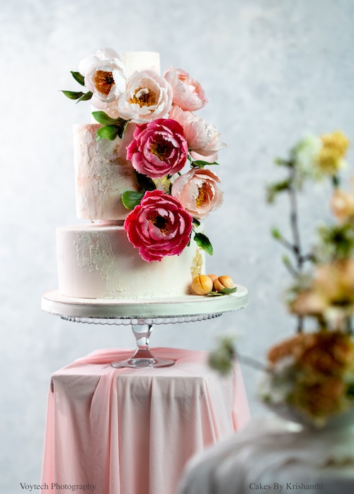 Blush wedding cake Peony