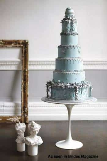 Duck egg blue 6 tier wedding cake