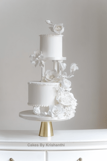 White floral wedding cake.